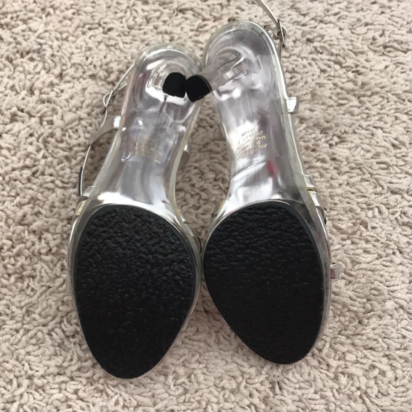 Silver mirrored wrap around,  open toe and heel sandal heels - Picture 3 of 8